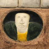 Ken Goldstrom c. 1970s Three Men Underground Bas Relief Ceramic Tile