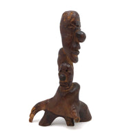 Funky Three Headed Folk Art Carving