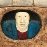 Ken Goldstrom c. 1970s Three Men Underground Bas Relief Ceramic Tile