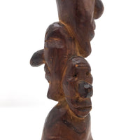 Funky Three Headed Folk Art Carving