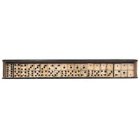 Partial Set of Beautiful Antique Handmade Bone Dominoes in Very Long Slidetop Box