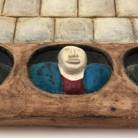 Ken Goldstrom c. 1970s Three Men Underground Bas Relief Ceramic Tile