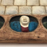 Ken Goldstrom c. 1970s Three Men Underground Bas Relief Ceramic Tile