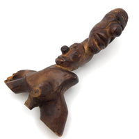 Funky Three Headed Folk Art Carving