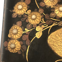 Stunning, Very Fine Antique Japanese Lacquer Writing Box with Inlaid Pearls