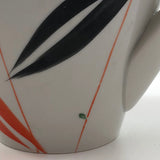 Jaunty Art Deco Porcelain Tea Pot with Orange and Black Design on White