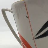 Jaunty Art Deco Porcelain Tea Pot with Orange and Black Design on White