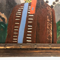 Large 1969 Folk Art Painting of Native American Chief, Signed Florence Jones, Lewiston Maine