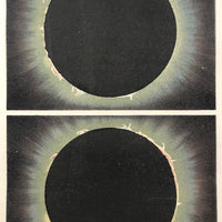 Antique French Astronomical Book Plate: Gaseous Proturberances During 1860 Solar Eclipse