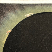 Antique French Astronomical Book Plate: Gaseous Proturberances During 1860 Solar Eclipse