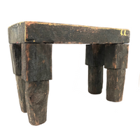 Wonderfully Sculptural Primitive Green Painted Wooden Stool