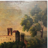 Wonderful Hudson River School Oil on Wood Panel with Farm, Waterfall