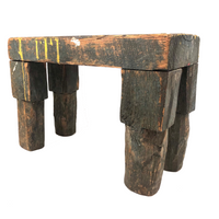 Wonderfully Sculptural Primitive Green Painted Wooden Stool