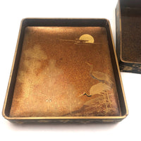 Stunning, Very Fine Antique Japanese Lacquer Writing Box with Inlaid Pearls