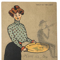 Hold to Light Postcard with Pencil Drawing on Top and Message for Rosey