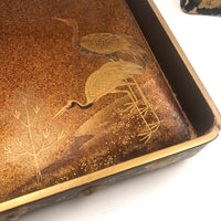 Stunning, Very Fine Antique Japanese Lacquer Writing Box with Inlaid Pearls