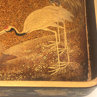 Stunning, Very Fine Antique Japanese Lacquer Writing Box with Inlaid Pearls
