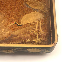 Stunning, Very Fine Antique Japanese Lacquer Writing Box with Inlaid Pearls