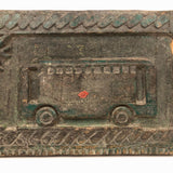 Bus and Tree, Wonderful Nepalese Carved and Painted Wooden Panel