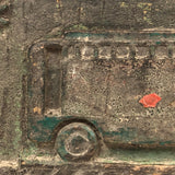 Bus and Tree, Wonderful Nepalese Carved and Painted Wooden Panel