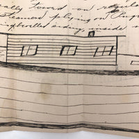 Plan for a Houseboat, c. 1940s Double Sided Ink Drawing on Laid Paper
