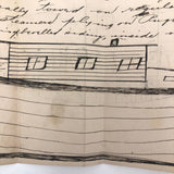 Plan for a Houseboat, c. 1940s Double Sided Ink Drawing on Laid Paper