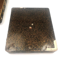 Stunning, Very Fine Antique Japanese Lacquer Writing Box with Inlaid Pearls