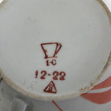 Jaunty Art Deco Porcelain Tea Pot with Orange and Black Design on White