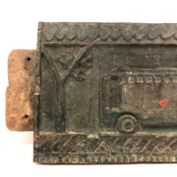 Bus and Tree, Wonderful Nepalese Carved and Painted Wooden Panel
