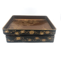 Stunning, Very Fine Antique Japanese Lacquer Writing Box with Inlaid Pearls