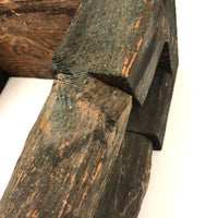 Wonderfully Sculptural Primitive Green Painted Wooden Stool
