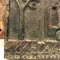 Bus and Tree, Wonderful Nepalese Carved and Painted Wooden Panel