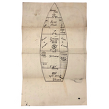 Plan for a Houseboat, c. 1940s Double Sided Ink Drawing on Laid Paper