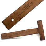 Lovely Old Wooden T-Square with Mirror Writing