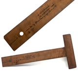 Lovely Old Wooden T-Square with Mirror Writing
