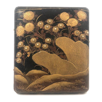 Stunning, Very Fine Antique Japanese Lacquer Writing Box with Inlaid Pearls