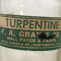 Pair of Early 20th C. Glass Turpentine Bottles with Great Labels
