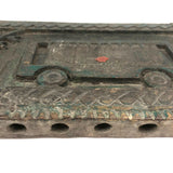 Bus and Tree, Wonderful Nepalese Carved and Painted Wooden Panel
