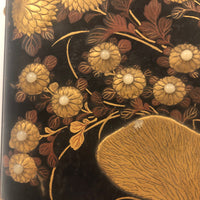 Stunning, Very Fine Antique Japanese Lacquer Writing Box with Inlaid Pearls