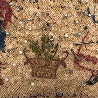 Charming Antique Embroidery on Linen Pin Cushion