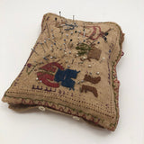 Charming Antique Embroidery on Linen Pin Cushion