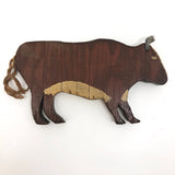 Painted Wooden Folk Art Bull
