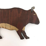 Painted Wooden Folk Art Bull