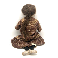 Wonderful 19th C Primitive Cloth Doll with Pencil Drawn Face and Real Hair