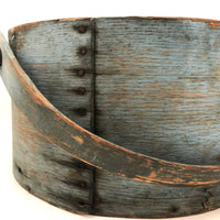 Stunning Antique Bentwood Handle Wooden Pantry Box in Blue Paint