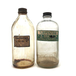 Pair of Early 20th C. Glass Turpentine Bottles with Great Labels