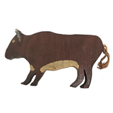 Painted Wooden Folk Art Bull
