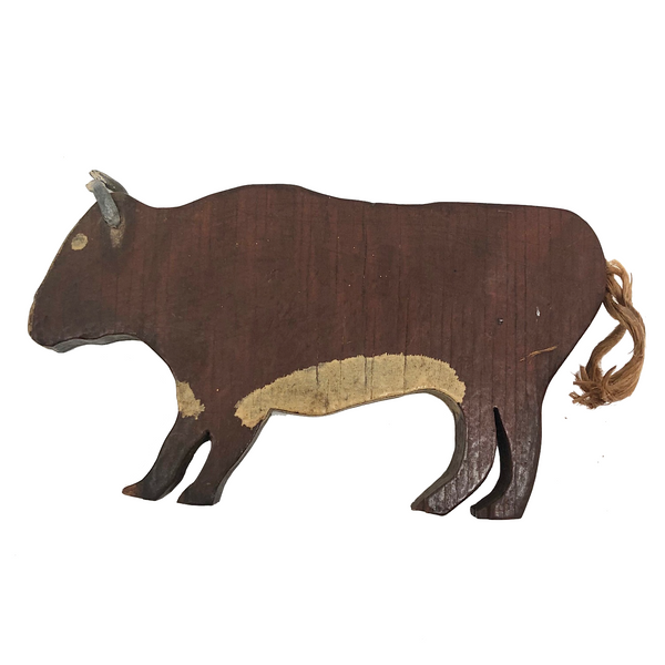 Painted Wooden Folk Art Bull