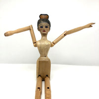 Carved, Jointed Wooden Ballerina Mannequin, Signed