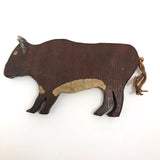 Painted Wooden Folk Art Bull